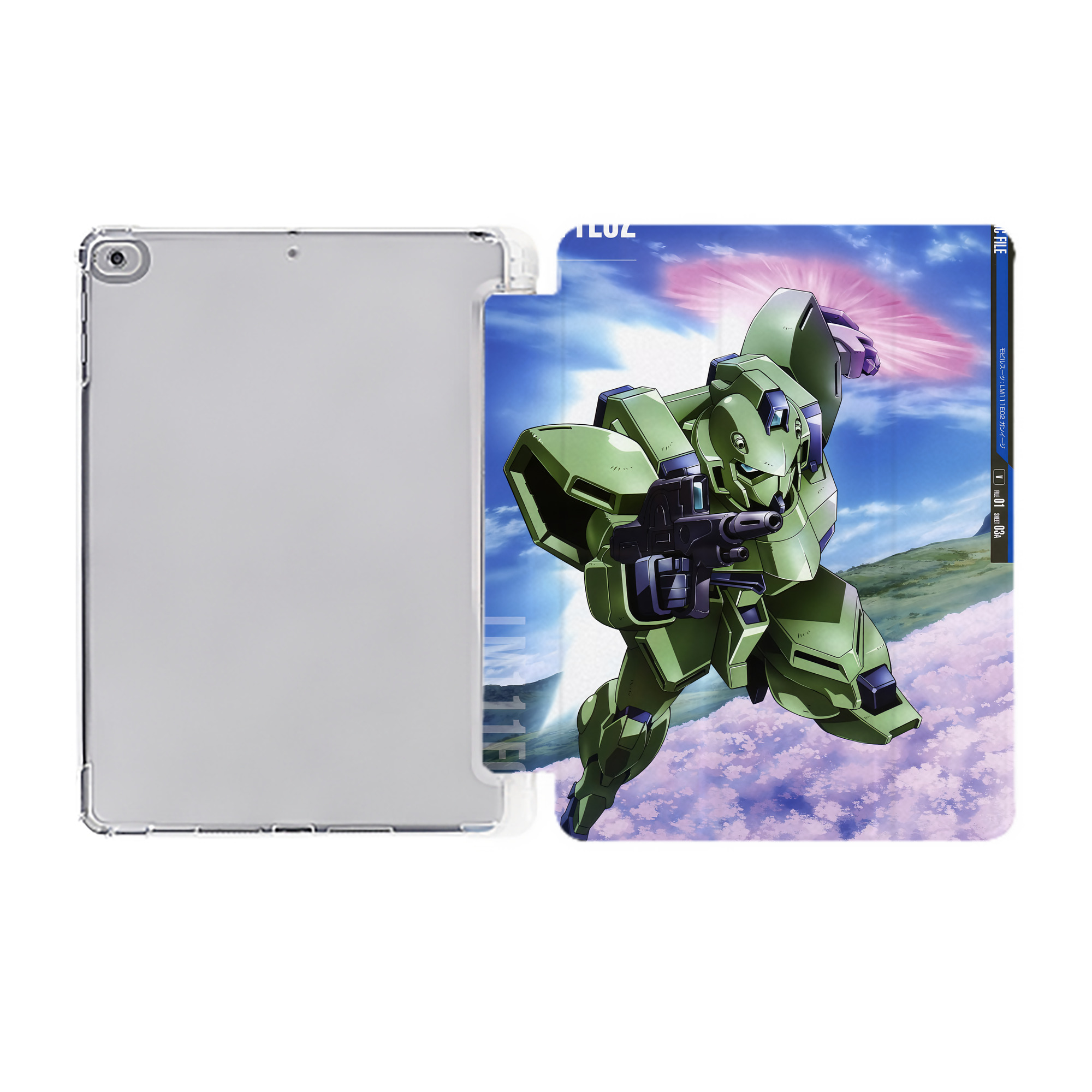 （画像用） 機動戦士ガンダム Mobile Suit Gundam IPad ケース ペン収納付き 三つ折りスタンド PUレザー×シリコン 対応機種9.5/10.5/10.9インチ